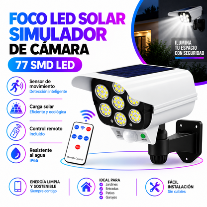 FOCO LED SOLAR DE SEGURIDAD - SIMULADOR DE CÁMARA