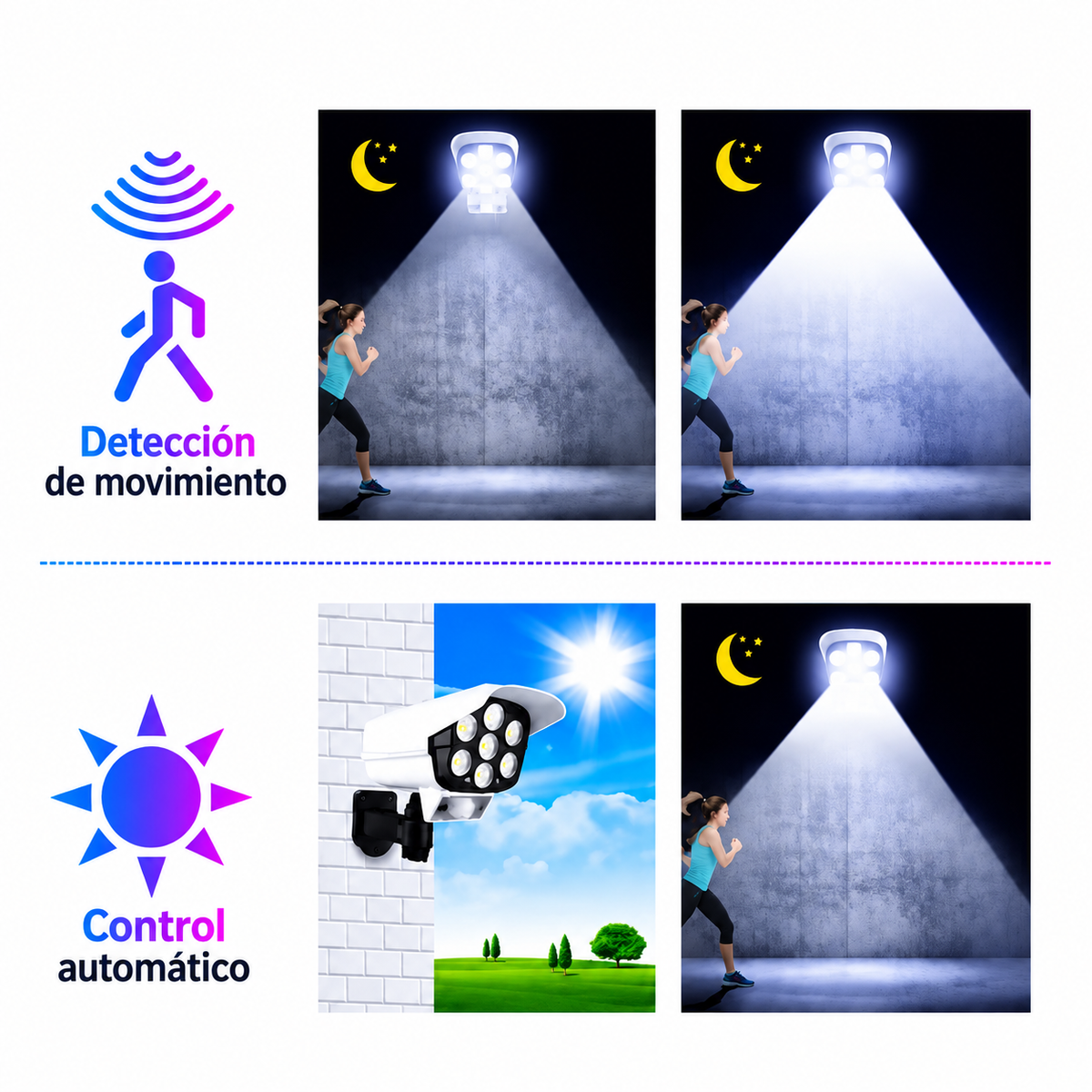FOCO LED SOLAR DE SEGURIDAD - SIMULADOR DE CÁMARA